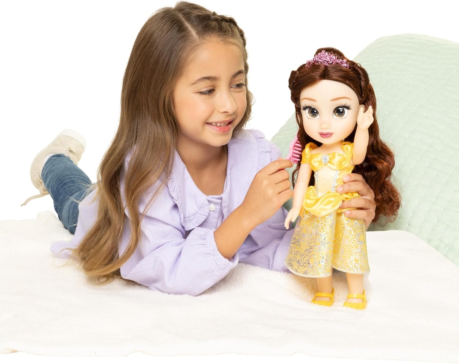 14in Royal Princess Doll Shimmer Skirt Glitter Eyes Tiara Hair Brush