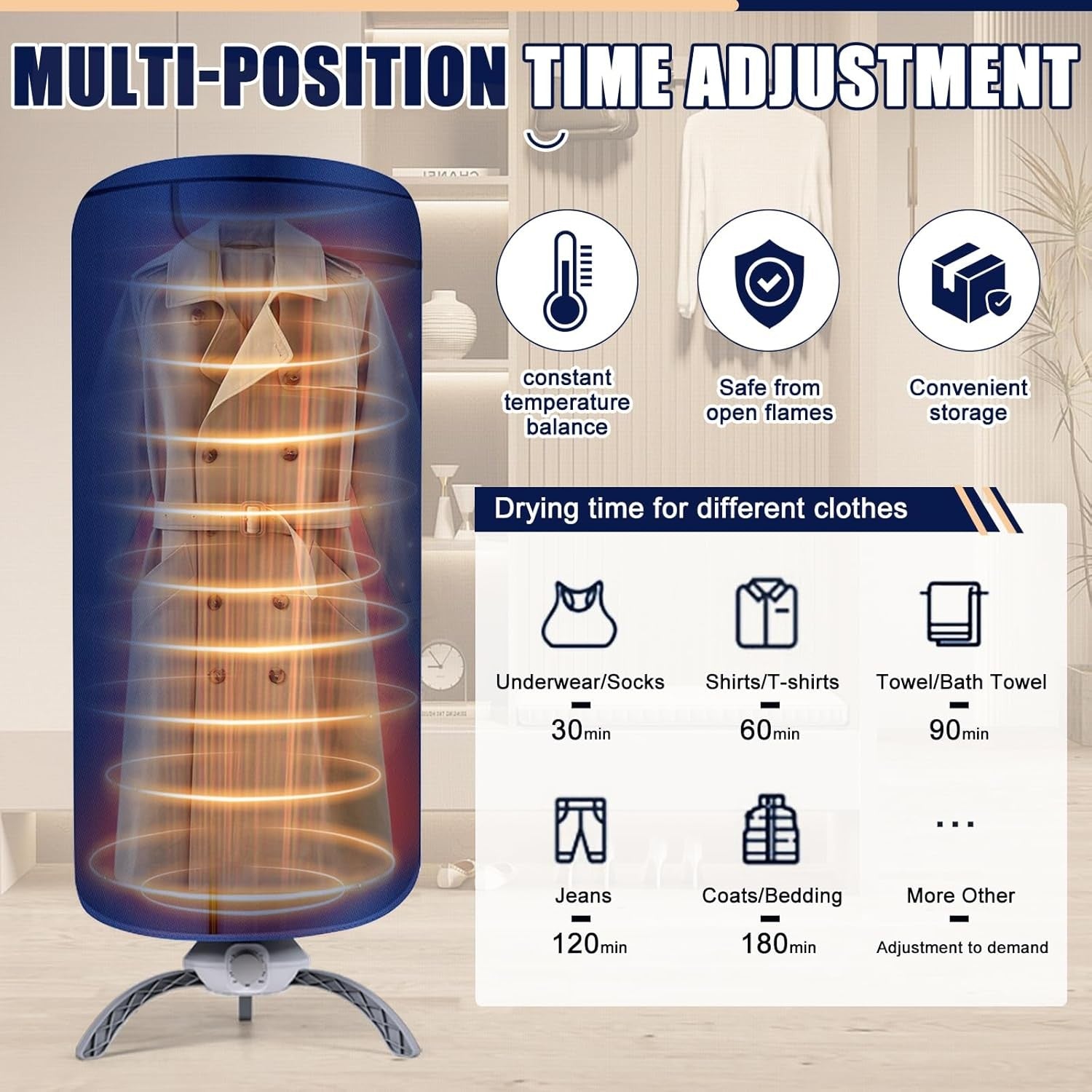 Electric Clothes Dryer 900W Heated Airer Pod Fast Drying 2 Layer 12kg