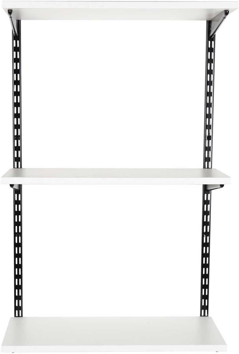 3-Tier Adjustable Floating Wall Shelf Black & White 100x90x32cm