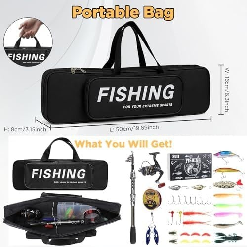 2.1M Telescopic Carbon Fiber Fishing Rod & Spinning Reel Combo Kit