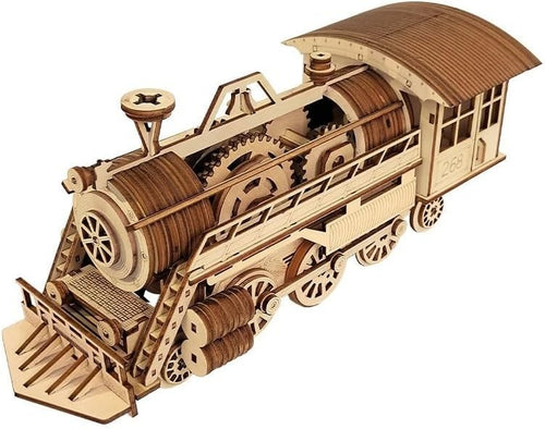 Mechanical 3D Wooden Train Puzzle Kit – DIY Locomotive Model, 227 PCS