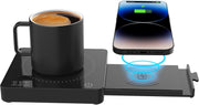 Black Coffee Mug Warmer 15W Wireless Charger 3 Temp 8H Auto Off
