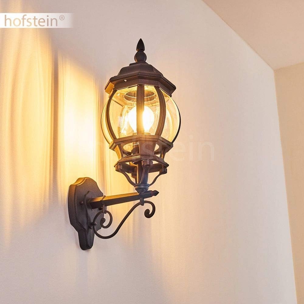 Outdoor Wall Lamp Lentua, Black Aluminum, E27 Socket, Vintage Garden Light