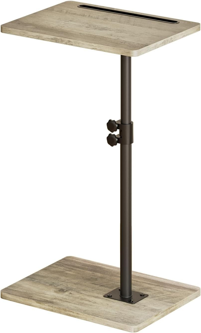 Adjustable C-Shaped Swivel Side Table 40x30x(45-81)cm Grey Coffee Tray