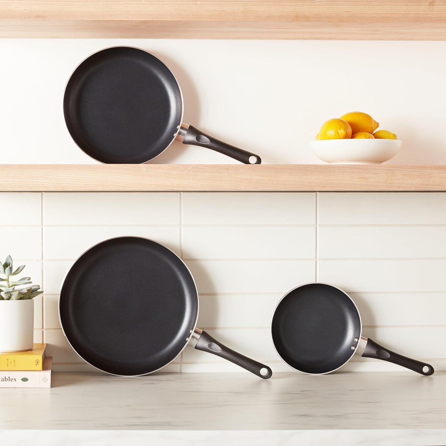 3pcs Non Stick Frying Pan Set – 20cm 25cm 30cm Aluminium Cookware Black