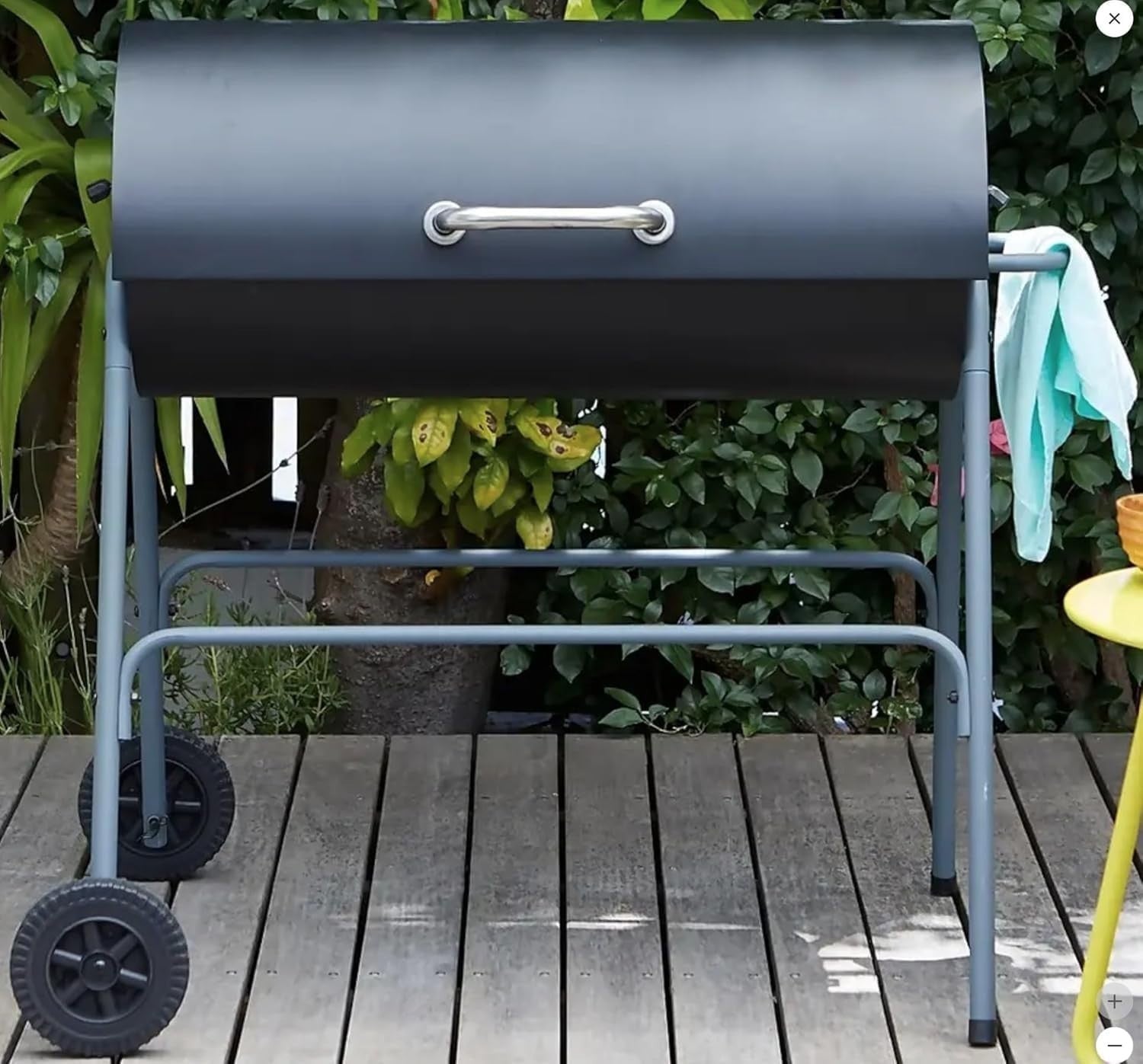 Charcoal Barrel BBQ Grill | 2-in-1 Smoker | Warming Rack | Non-Stick Cooking