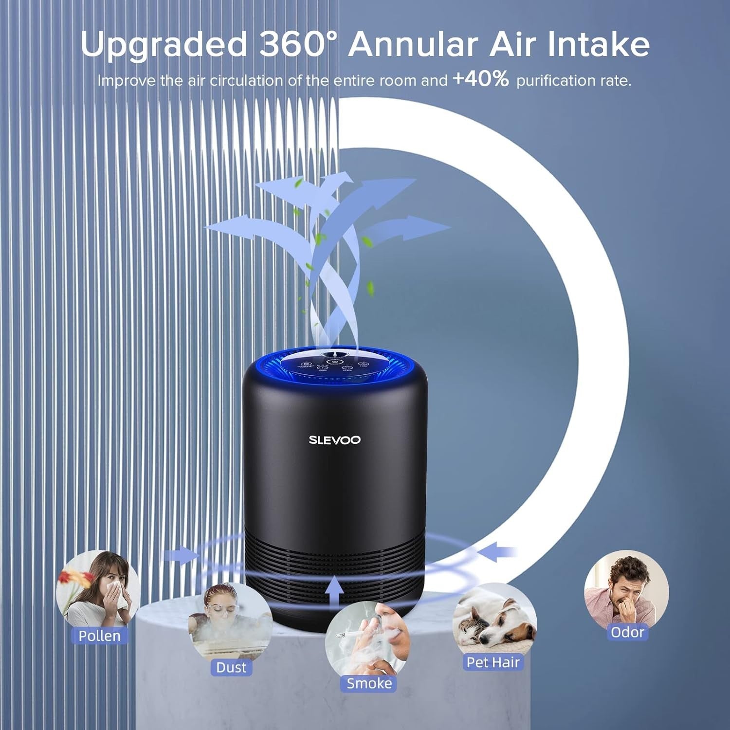 H13 HEPA Air Purifier Bedroom Pets Smoke Odour Night Light Timer