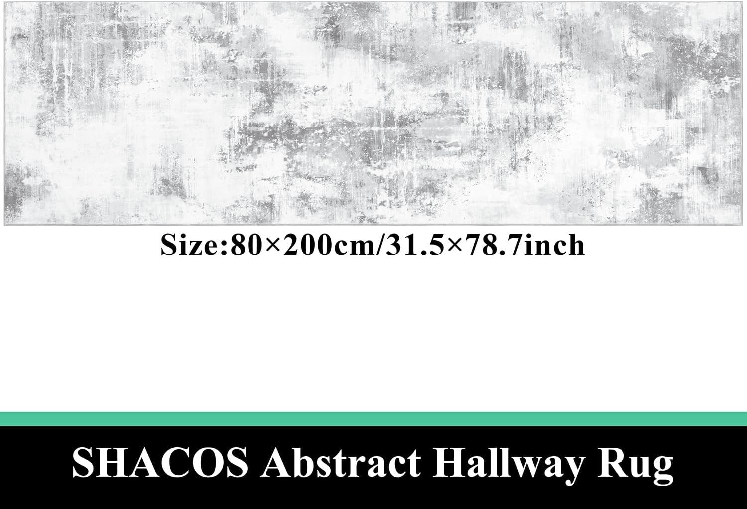 Hallway Runner Rug 80x200cm Non Slip Washable Low Pile Modern Hall Carpet