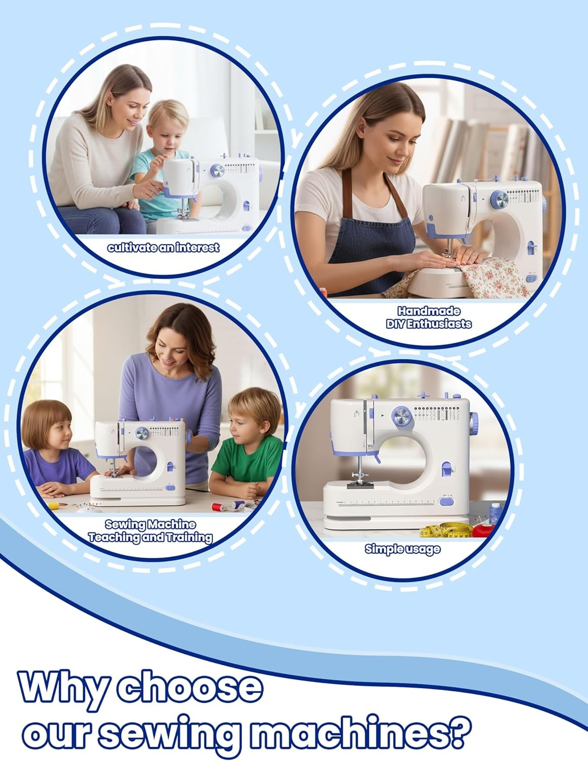 Portable Sewing Machine 12 Stitch 2 Speed Foot Pedal Beginner Home Use