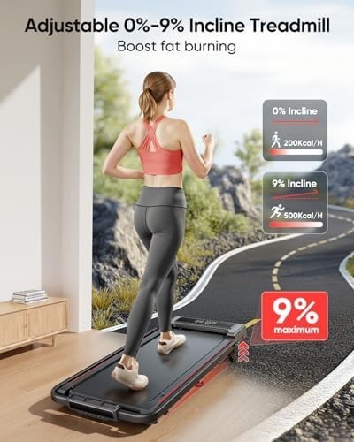 4-in-1 Foldable Incline Treadmill 12km/h, 2.5HP, Dual Display, Bluetooth APP