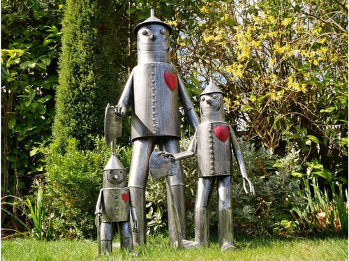 Large 135cm Metal Tin Man Garden Sculpture Lawn Ornament Vintage Outdoor Statue