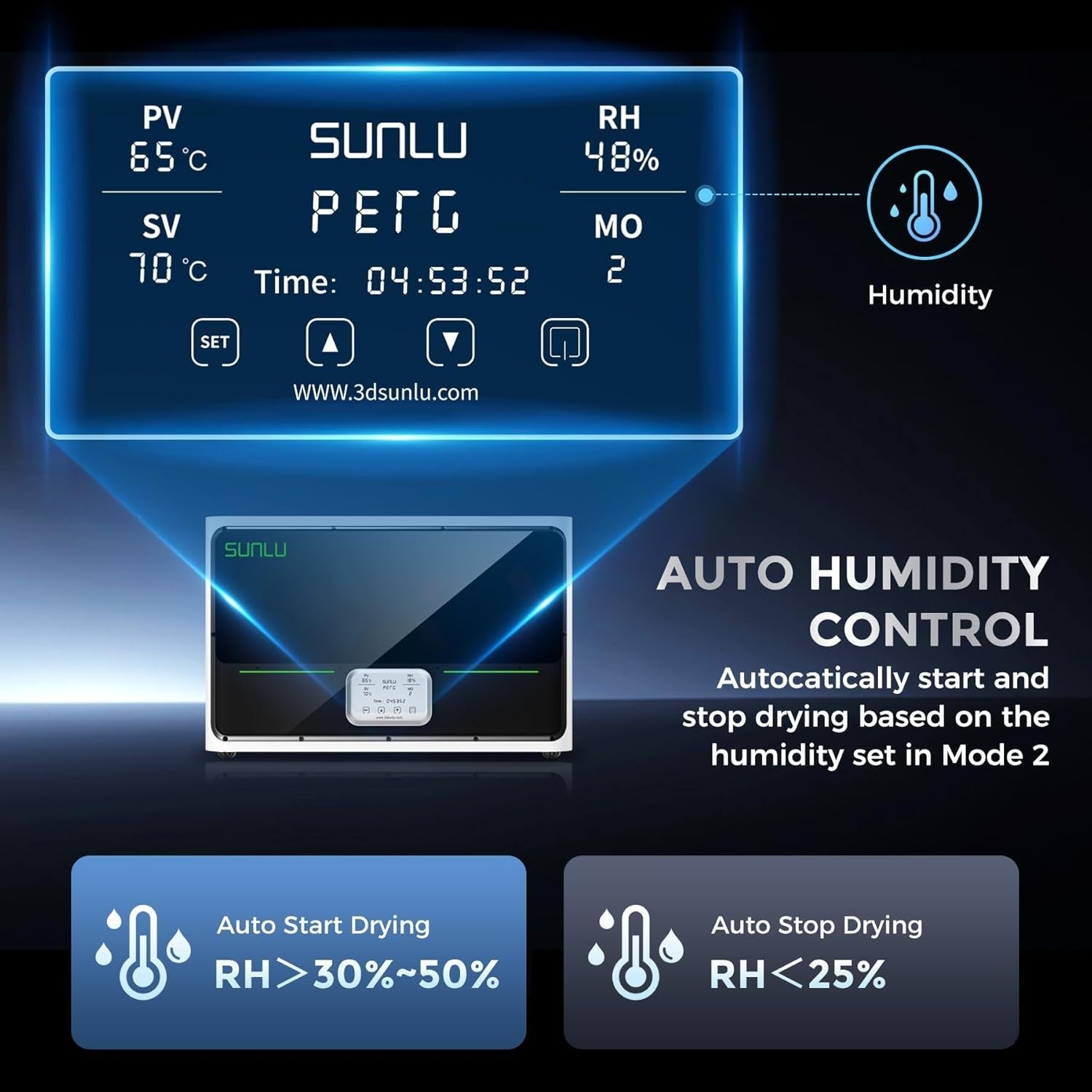 4 Spool Filament Dryer Box 350W Fast Heat Auto Humidity Control White