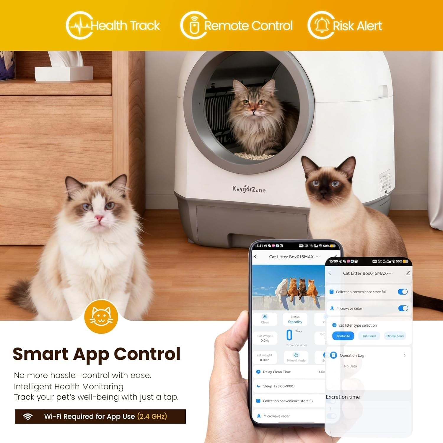 Self Cleaning Cat Litter Box APP Control Odor Control Smart Auto XL