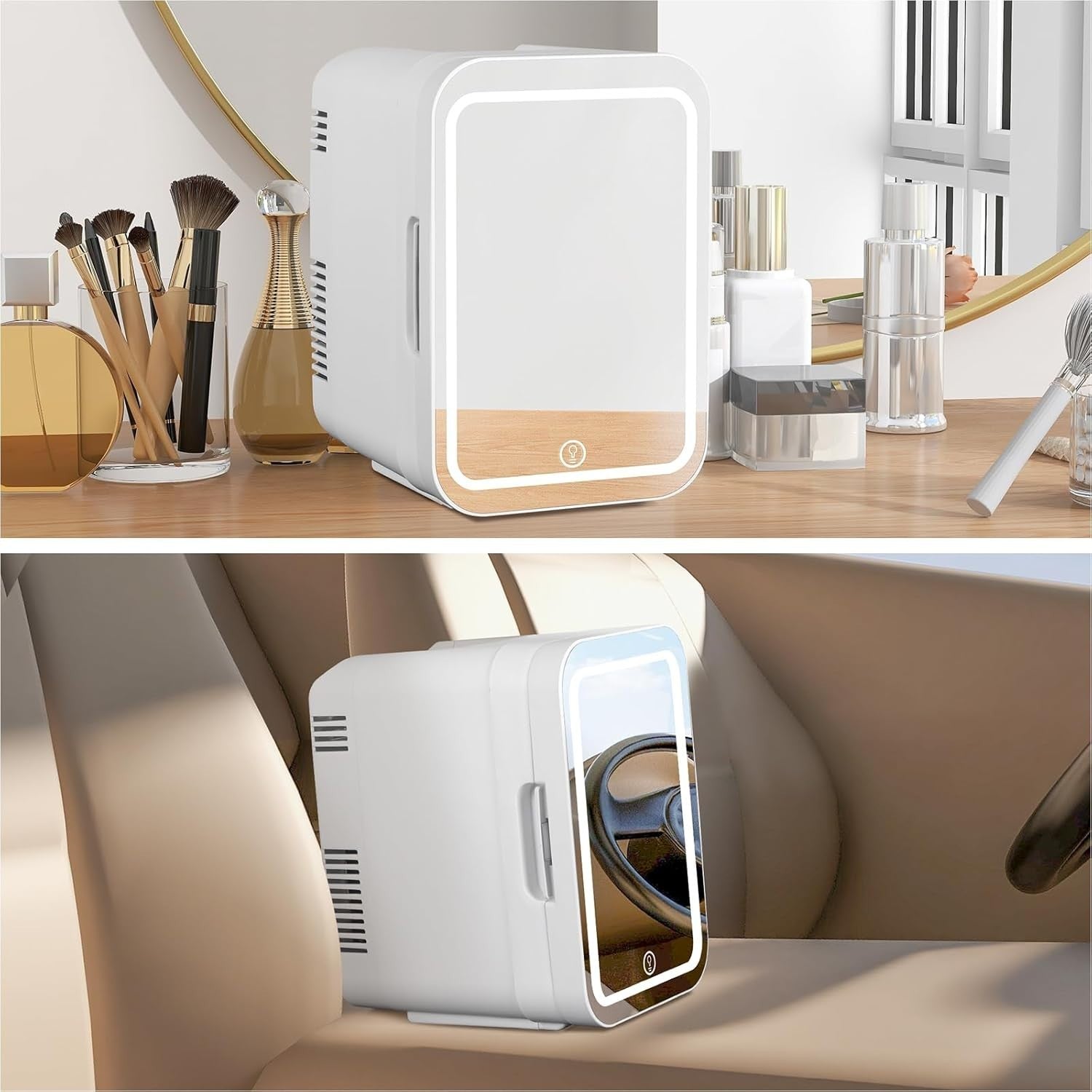 4L Portable Mini Skincare Fridge Cooler & Warmer LED Mirror AC/DC