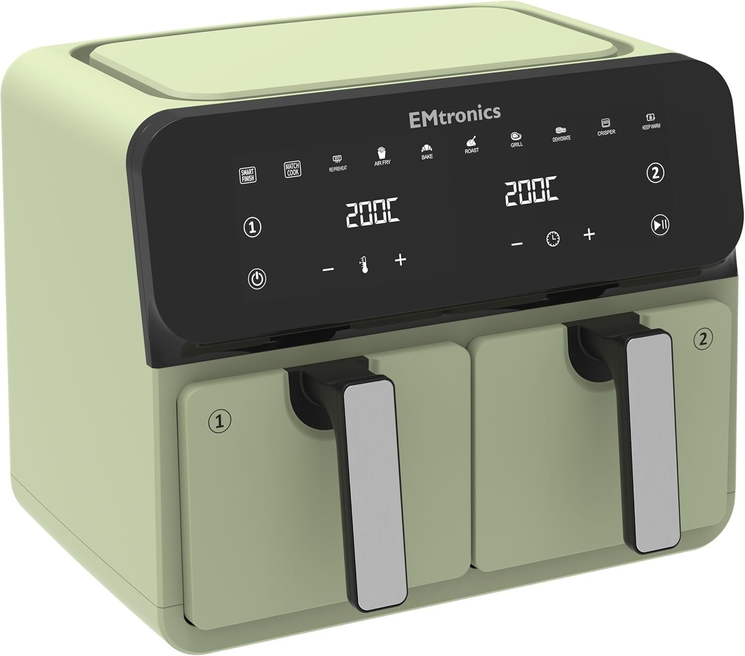 8L Dual Zone Air Fryer 2500W 8 Presets Match Cook Smart Finish 99min Timer