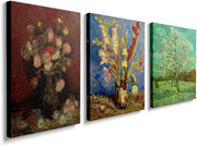 Vintage Floral Wall Art Set of 3 Framed Canvas 12x16in