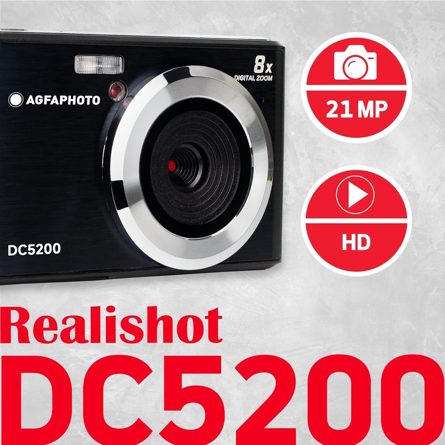 21MP Digital Compact Camera 8X Zoom 720P HD LCD Screen Black