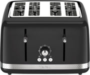 4-Slice Black Toaster, 7 Browning Levels, Wide Slots, Defrost & Reheat