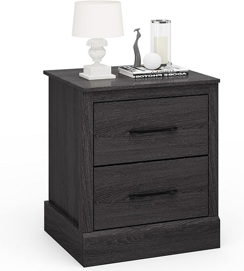 Modern Compact Bedside Table with 2 Drawers, Wooden Nightstand for Bedroom