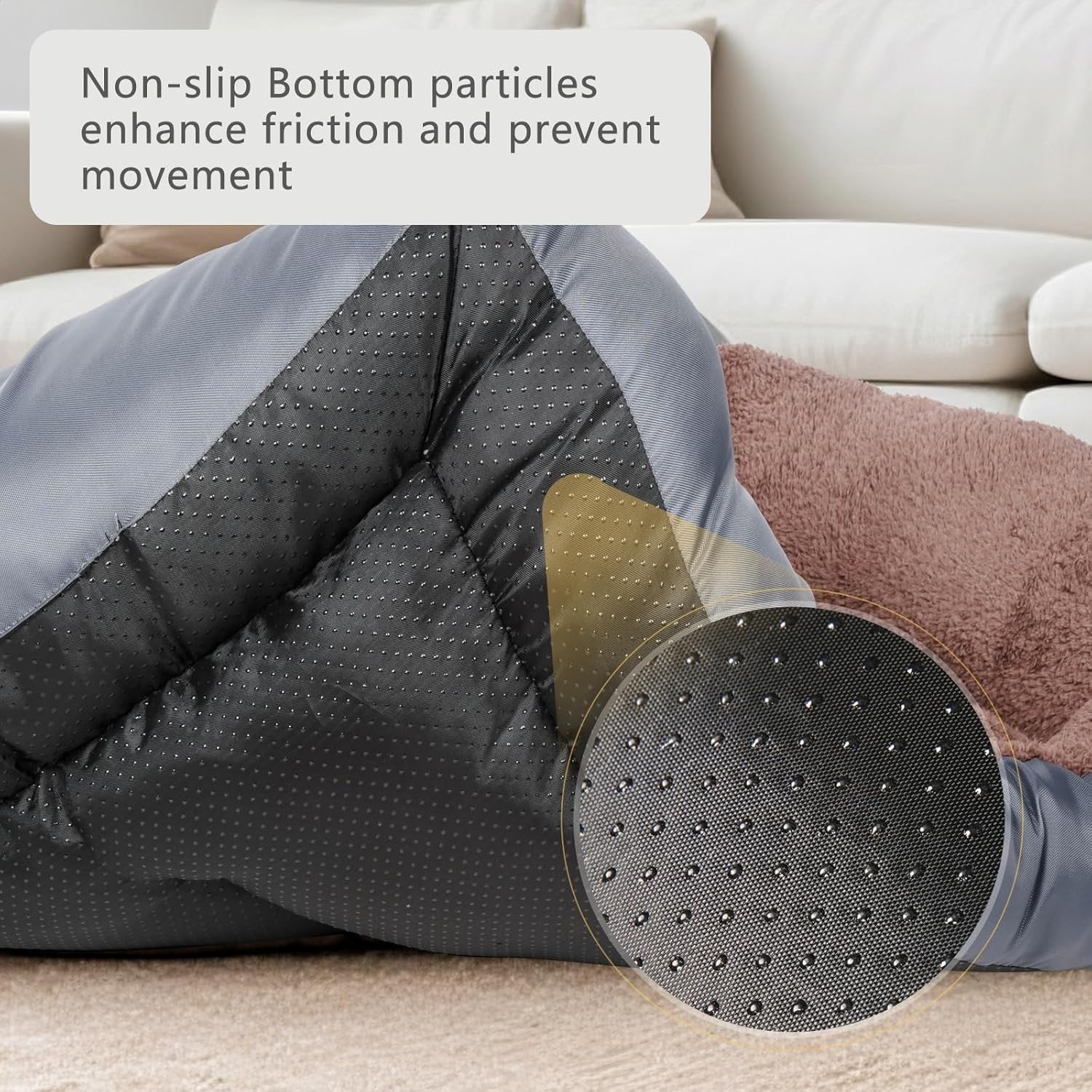 XXXL Dog Bed 110x90cm Washable Calming Bolster Grey