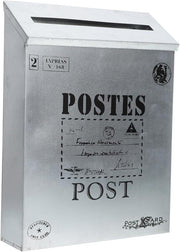 Retro Wall Mounted Mailbox Silver Iron Post Box Vintage Outdoor Letter Holder