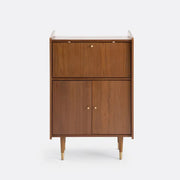 Mid-Century Walnut Bar Cabinet with Flap & Soft-Close Doors