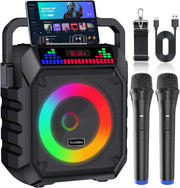 Karaoke Machine with 2 Wireless Mics Bluetooth LED Speaker