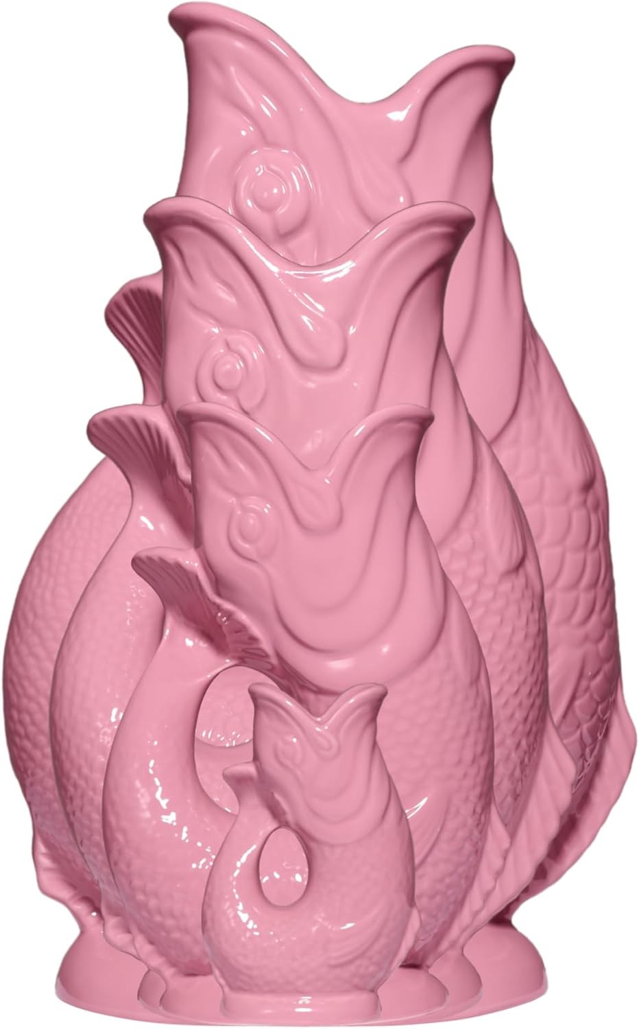 XL 1.2L Pink Gluggle Jug – Ceramic Fish Water Pitcher, Cocktail & Wine Decanter