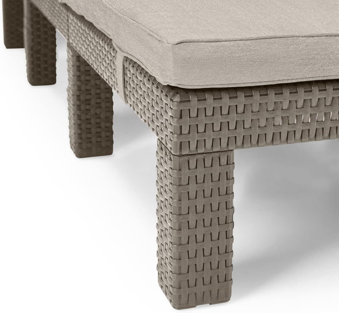 Rattan Effect Reclining Sun Lounger with Cushion Cappuccino 4-Position Chair