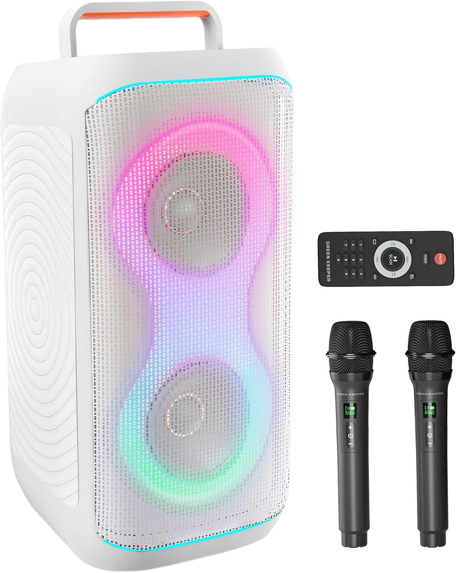 GKD61 Karaoke Machine 400W Bluetooth 2 Wireless Mics Dual Subwoofers
