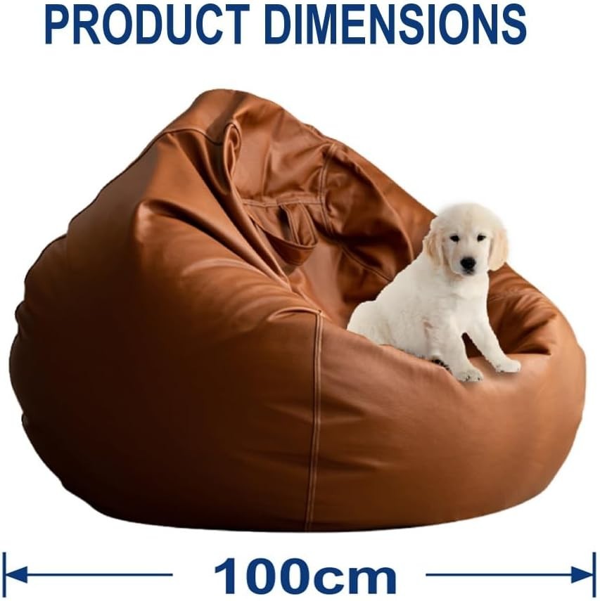Luxury Faux Leather Bean Bag Cover | Soft, Durable, Easy-Clean Sofa Slipcover