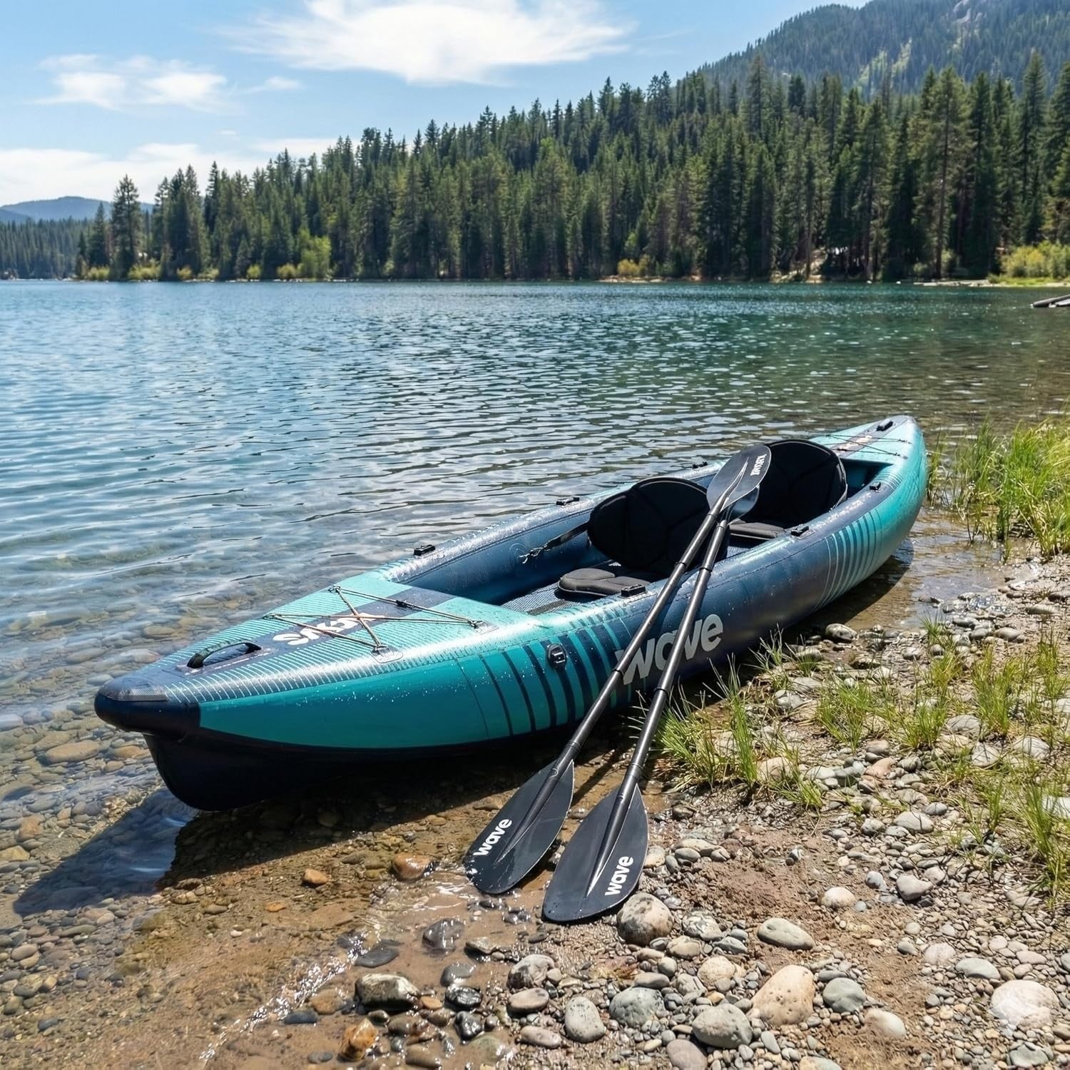 3 Person Inflatable Kayak PVC Canoe Set w/ Paddles Pump Navy