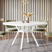 Modern Round Dining Table 120CM Seats 6–8 Metal Legs White Kitchen