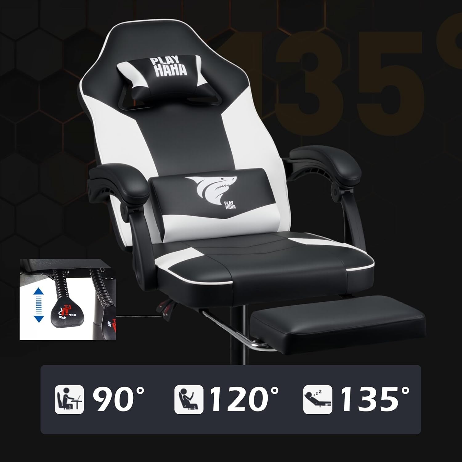 Ergonomic Gaming Chair White w/ Footrest Reclining Swivel