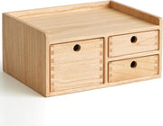 Wood Desktop Organizer with Drawers & Shelf | Office, Home Storage, Makeup
