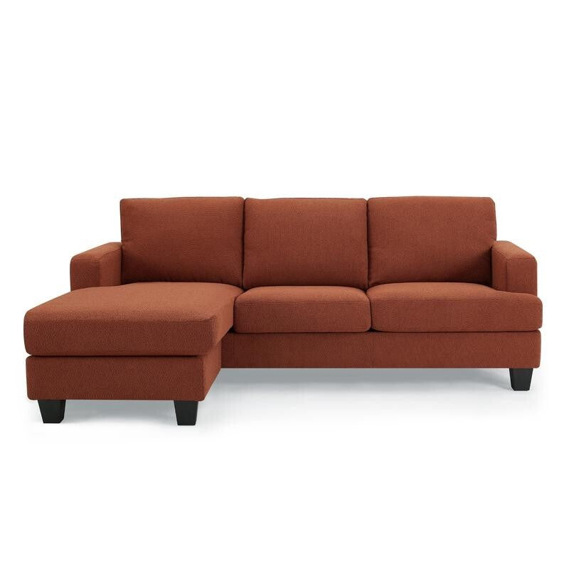 3 Seater Chaise Sofa Burnt Orange Boucle Fabric | Left or Right L Shape