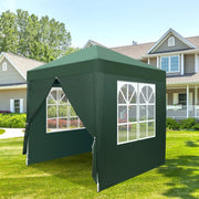2x2M Green Pop Up Gazebo with Sides Easy Setup Waterproof Garden Party Tent