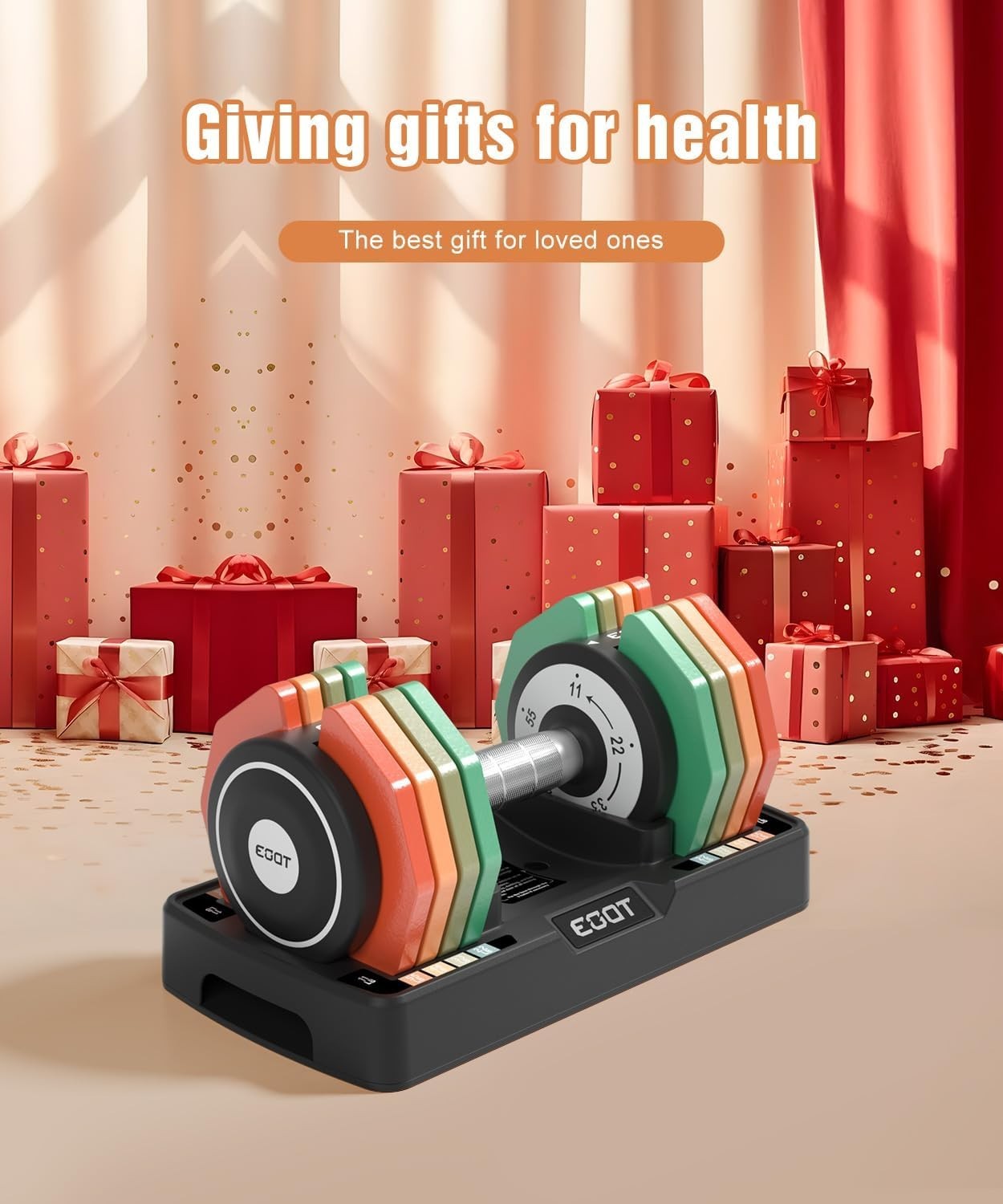 5-in-1 Adjustable Dumbbells Pair 25KG Rainbow Plates Non-Slip Home Gym