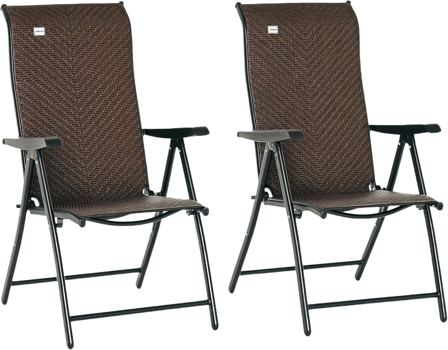 Outdoor Folding Rattan Chairs Set of 2 Adjustable Reclining Patio Dining