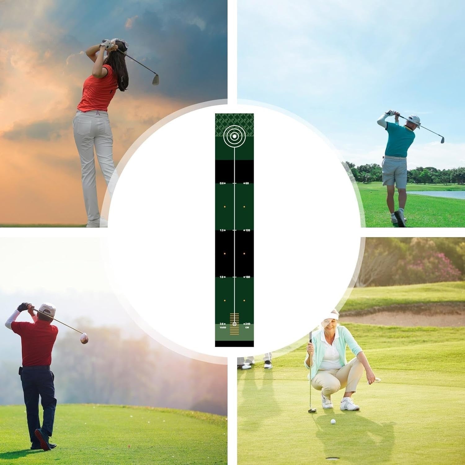 Golf Putting Practice Mat Indoor Trainer Distance Marker Home Office 33"