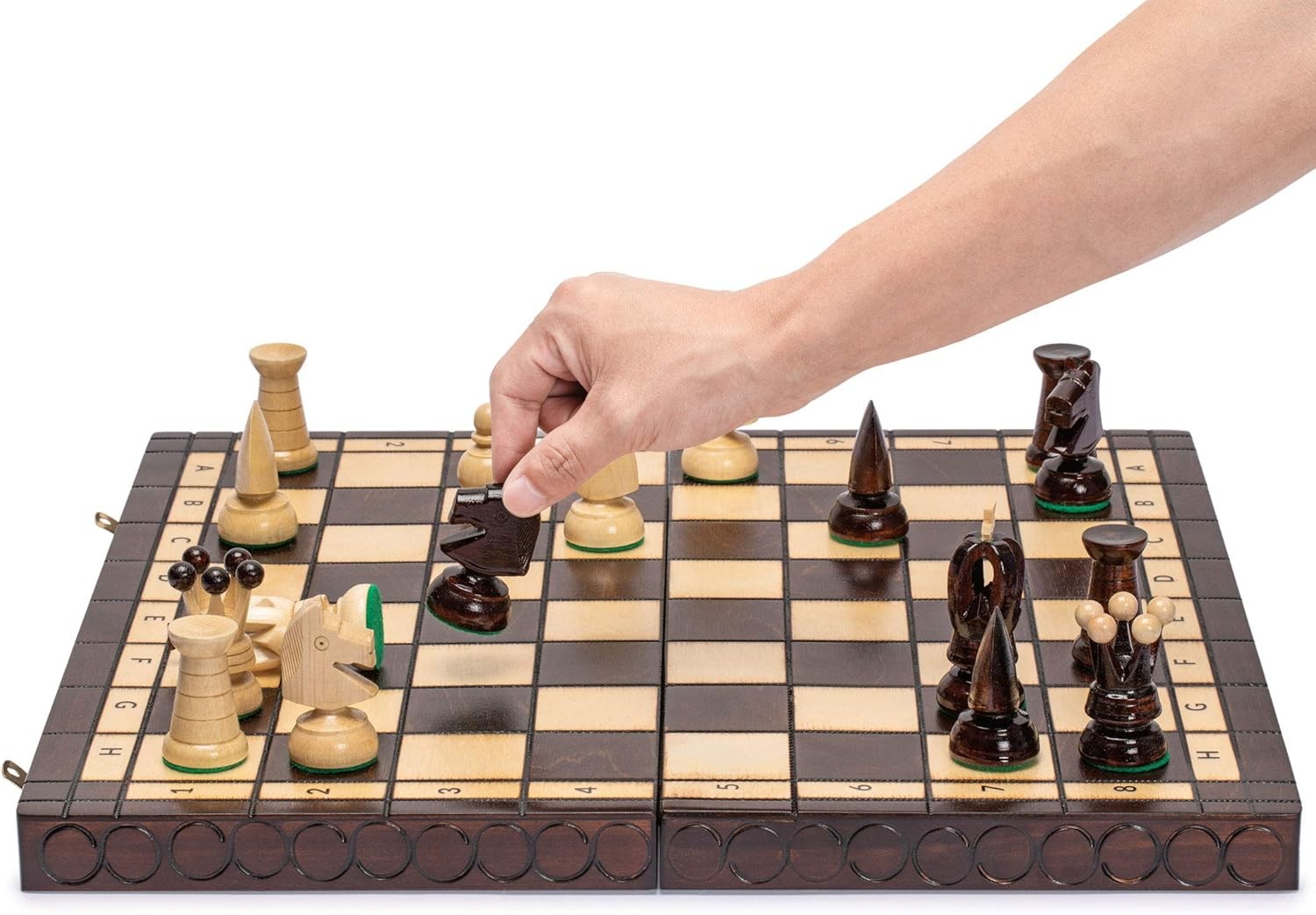 Luxury 45cm Wooden Folding Chess Set – Felt Bottom Pieces & Large Board