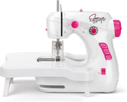 Kids Sewing Machine Kit Foot Pedal Extendable Table 2 Speed White
