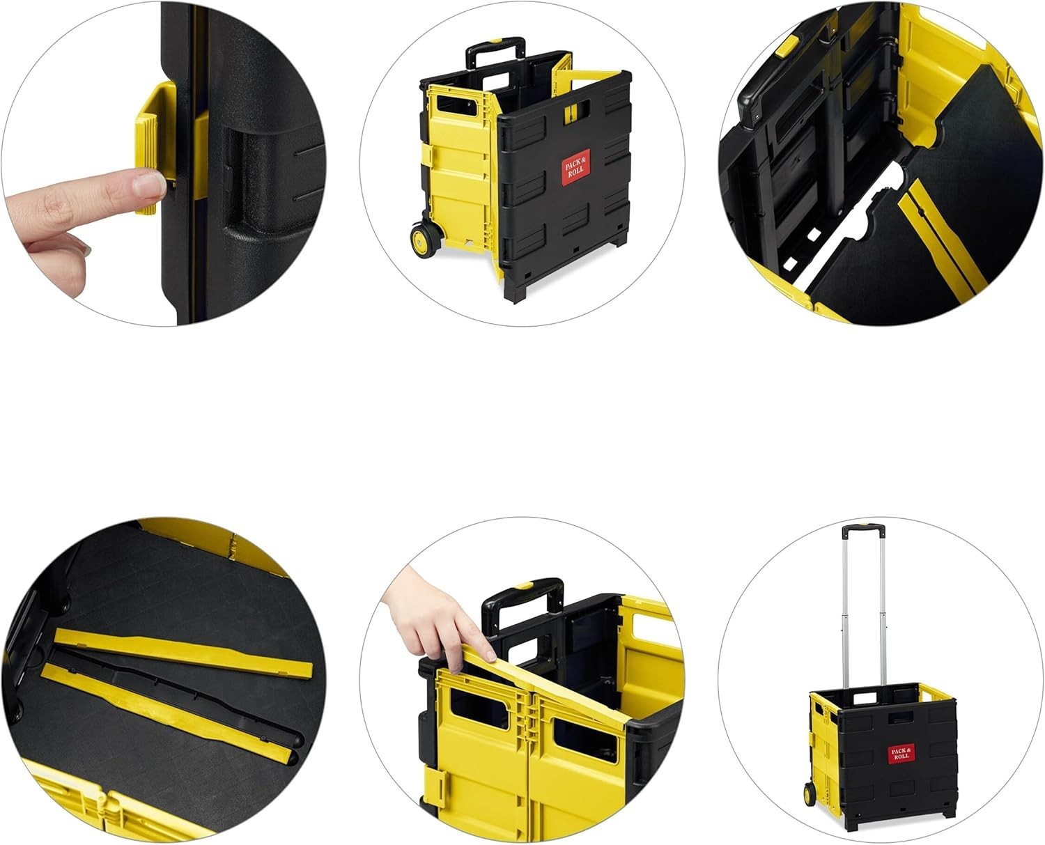 Foldable 50L Yellow/Black Shopping Trolley with Telescopic Handle – Up to 35kg