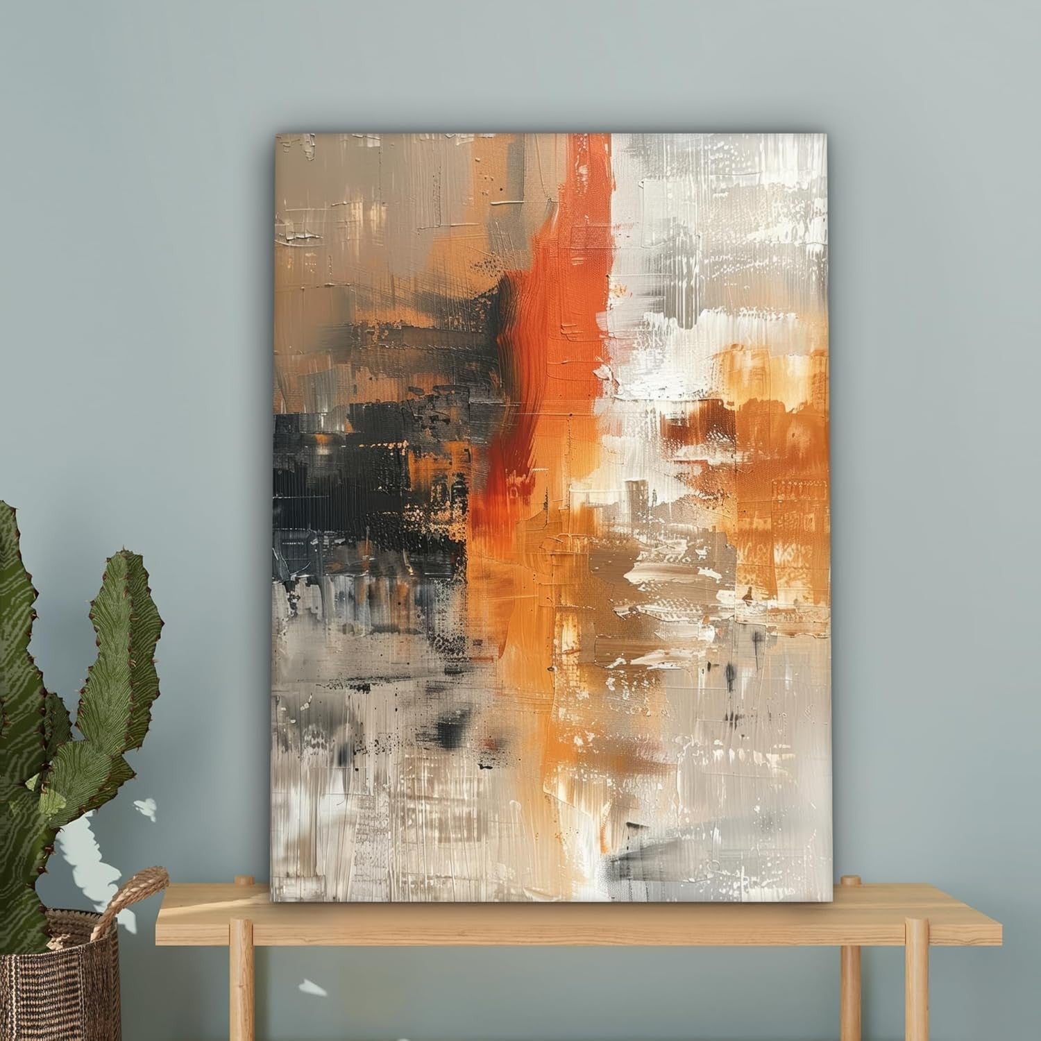 Abstract Gold Grey Canvas Wall Art 50x70cm Framed Modern