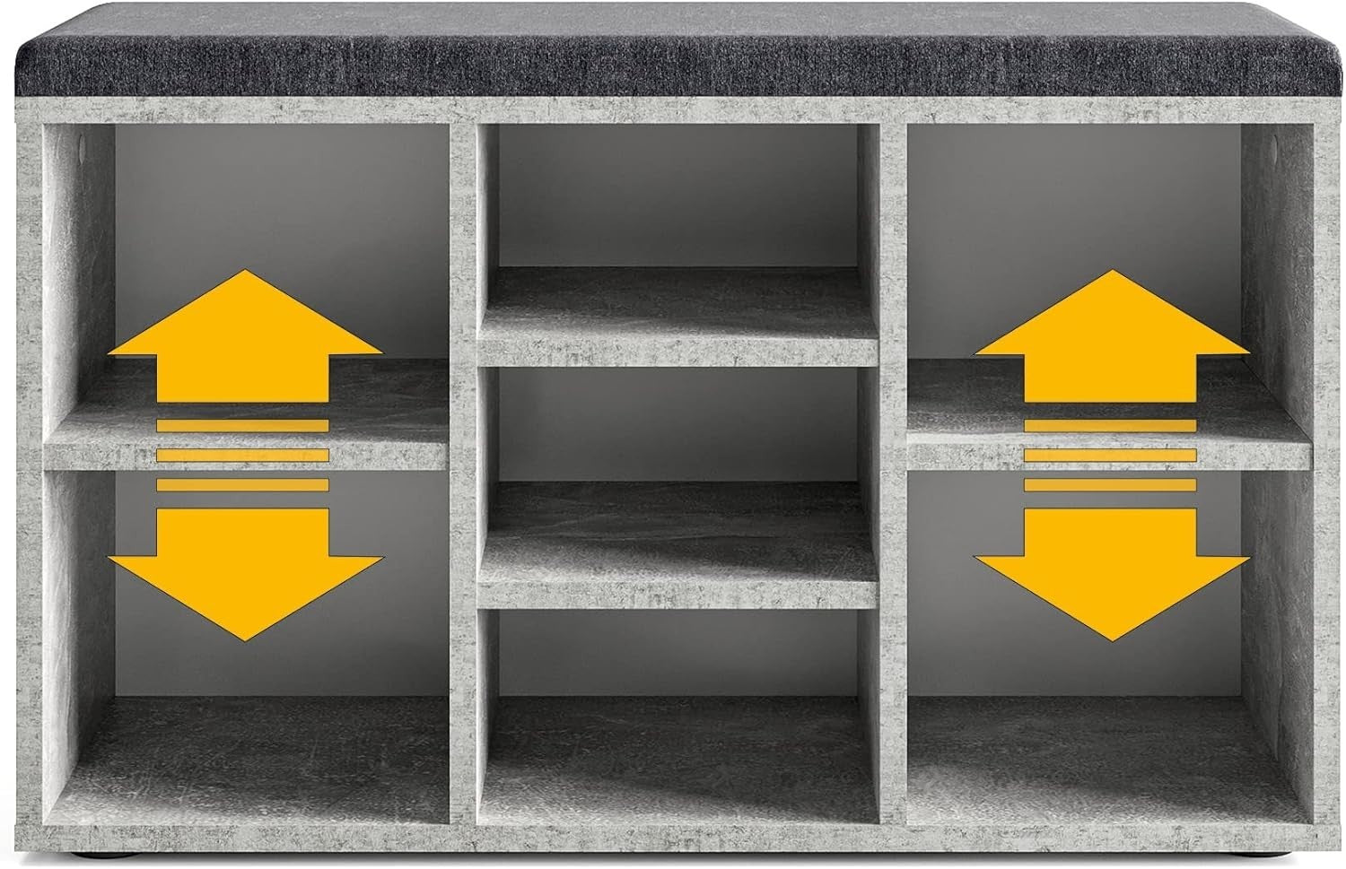 Concrete Grey Shoe Storage Bench with Cushion – Hallway Seat 80x30x50cm