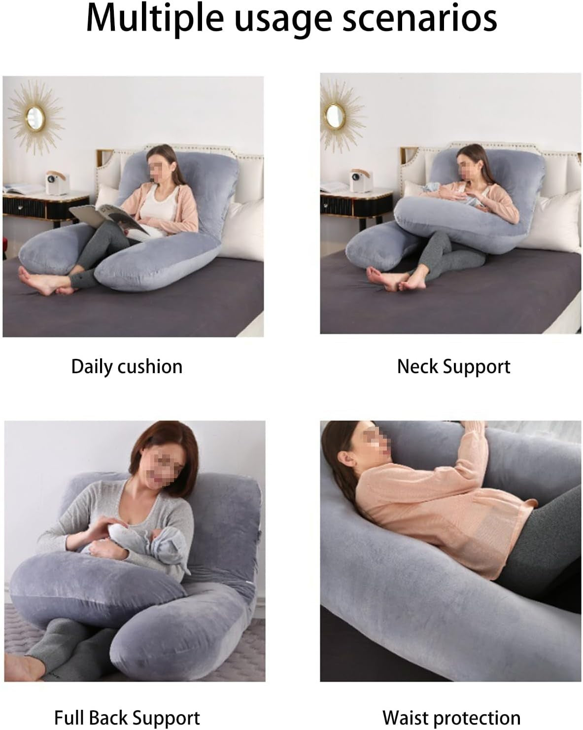 U Shape Body Pillow Full Body Pregnancy Support Soft Washable Cover