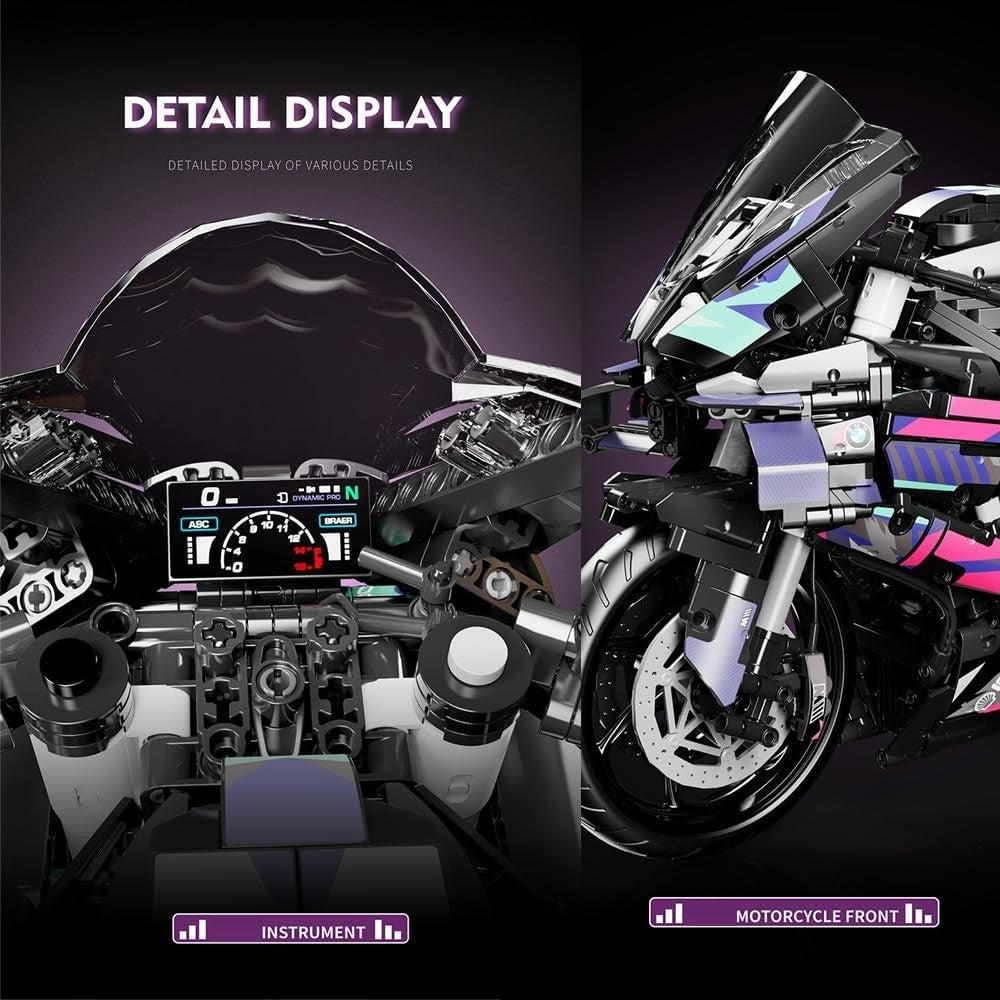 Motorcycle Building Kit 1920+PCS | Realistic Design | STEM Toy for Adults & Kids