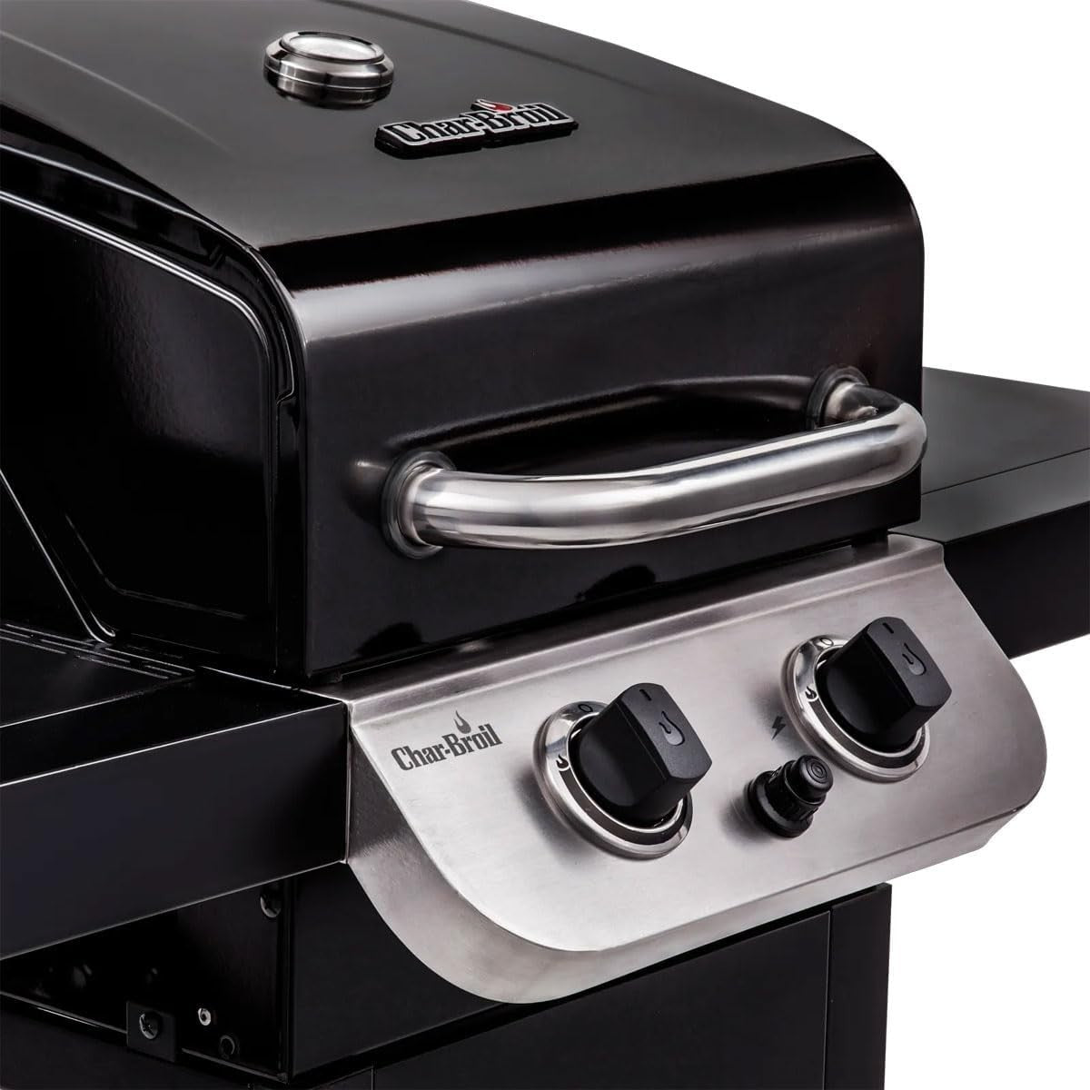 2-Burner Gas BBQ Grill with Cast Iron Grates & Side Shelves Outdoor Patio