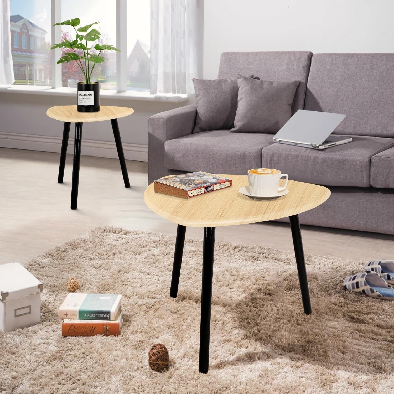 Walnut Wood Coffee Table End Side Accent Furniture 55x55cm Home Office Decor