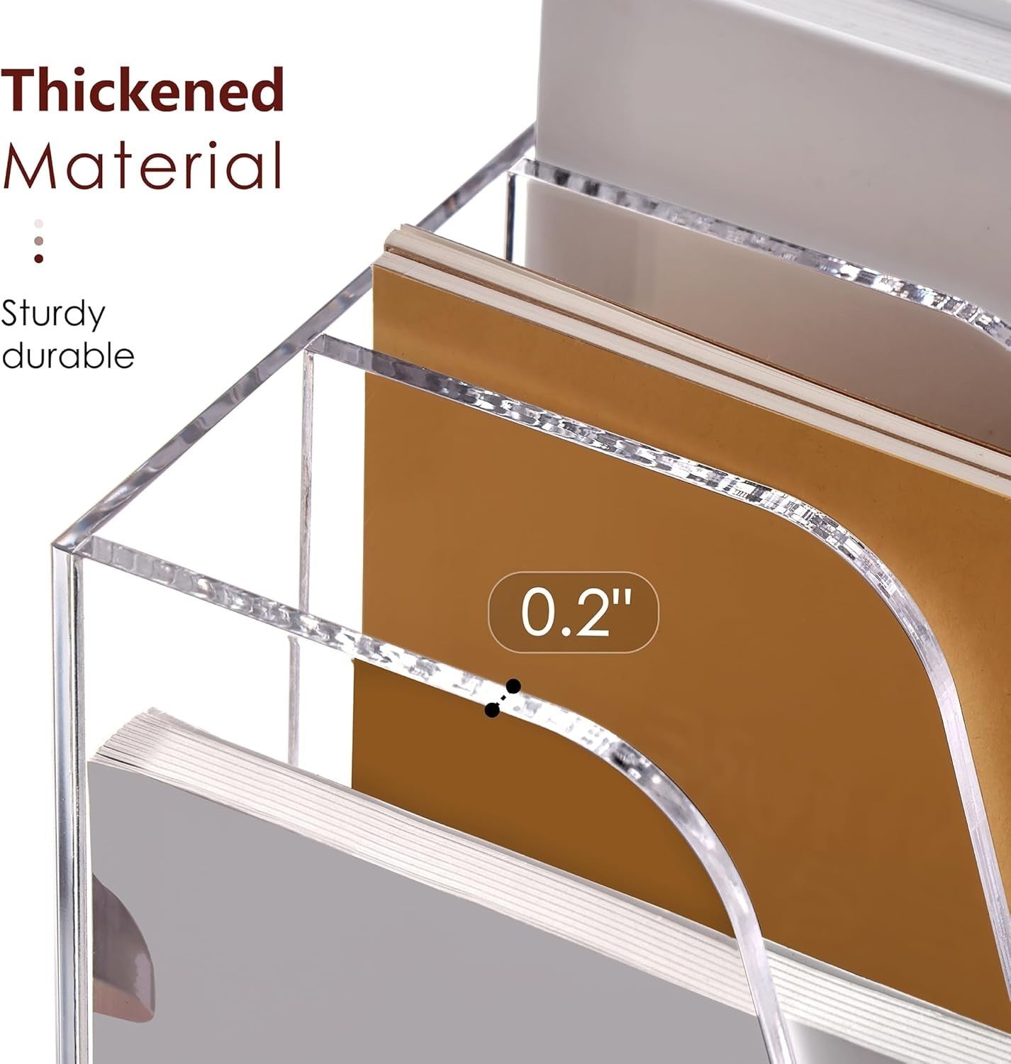 Clear Acrylic Desk Organizer 3-Section A4 File Folder Holder